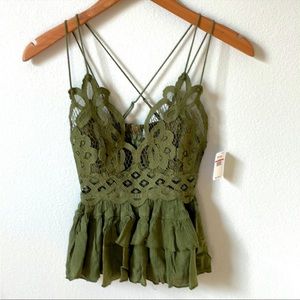 NWT Free People Women's Adella Cami in Olive Sparrow Size XS